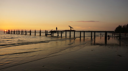 Fototapeta na wymiar wooden jetty in the sunset