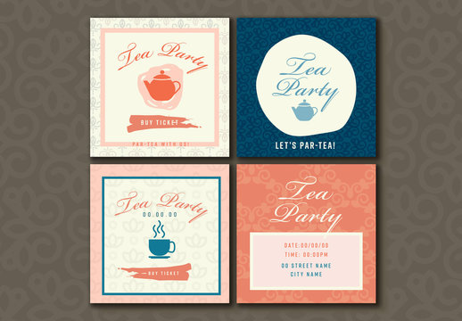 4 Tea Party Social Media Post Layouts