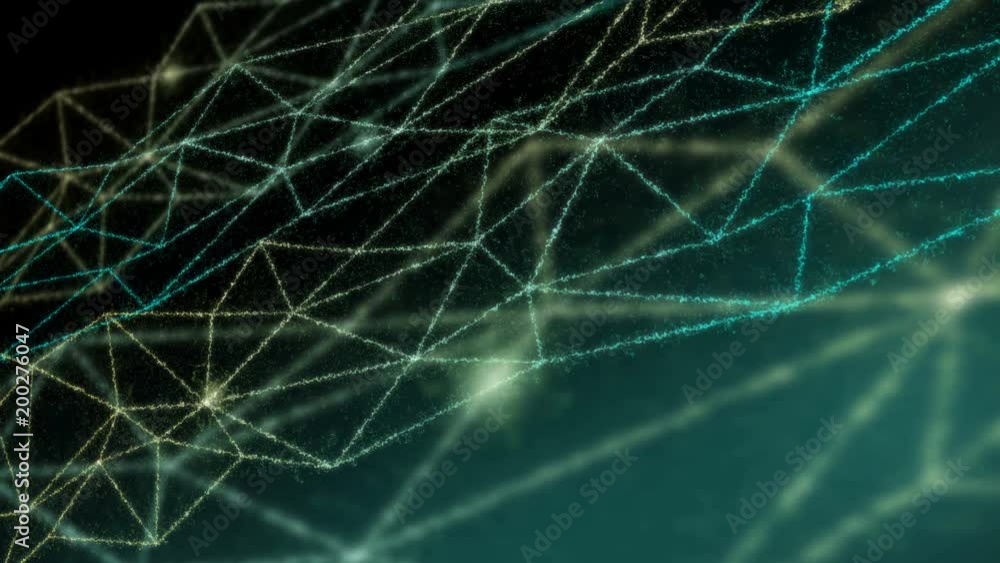 Poster abstract technology network digital data transfer glowing on black background animation 4k, with cop
