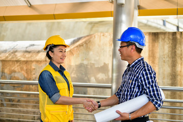 Business Concepts Engineering, Professional engineers, Young Business people are planning construction.