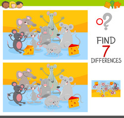find differences game with mice animal characters
