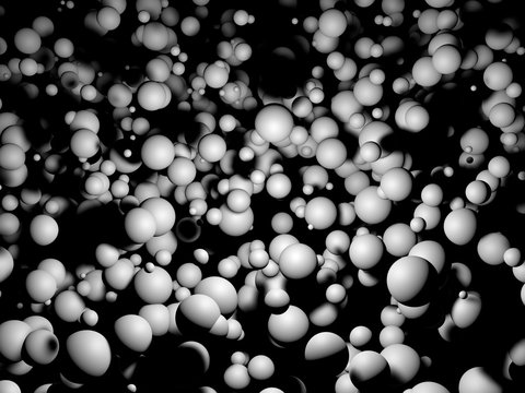 3d rendering of white spheres on a dark background © Archmotion.net