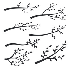 Set of branch silhouettes, vector.