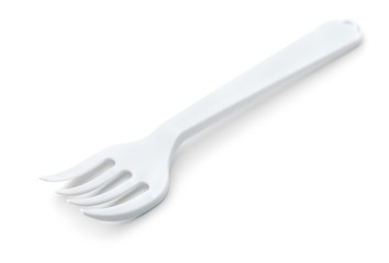 White plastic disposable fork