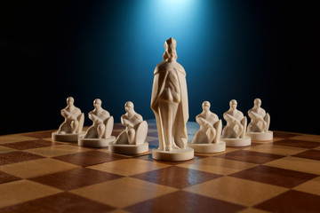 Chess photographed on a chessboard