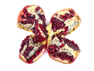 pomegranate with seeds isolated on white background