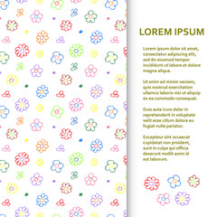 Flat poster or banner template with wax crayon drawing. Vector illustration.