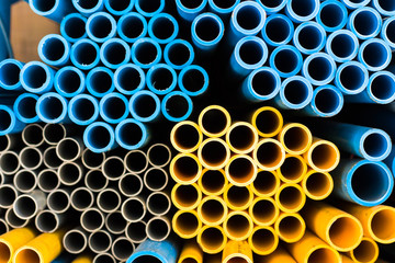 blue and yellow water pipei isolate on background,cost up