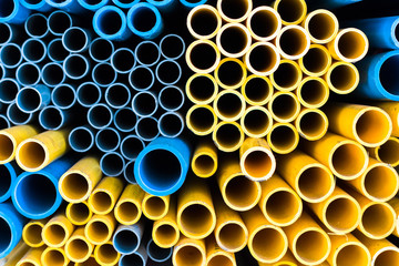 blue and yellow water pipei isolate on background,cost up