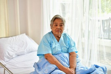 Fototapeta premium Patient Concept, Grandma's in the hospital, Waiting for someone to visit.