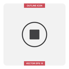 Vector design of outline icon, Stop button thin lines stroke symbol for web or mobile element.