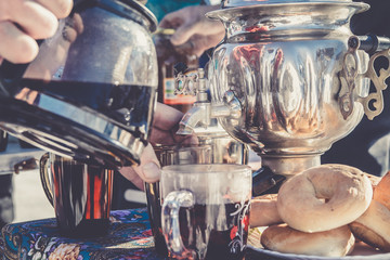 Russian Tea from Samovar with drying