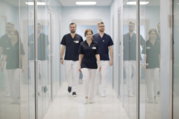 group of doctors posing in hospital / concept modern medical clinic, doctor's work, medical uniform, medical team