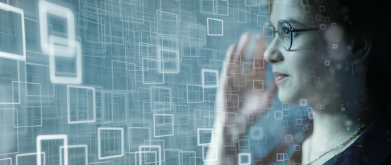 girl checking eyesight glasses / young adult girl wearing glasses