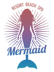 Mermaid silhouette stylized vector logo