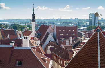 Angular tiled roofs of Old Tallinn town