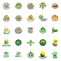 set of vector logos healthy food