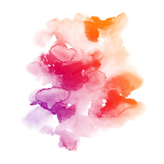 Colorful smoke stain shape on white background. Abstract ombre watercolor banner.
