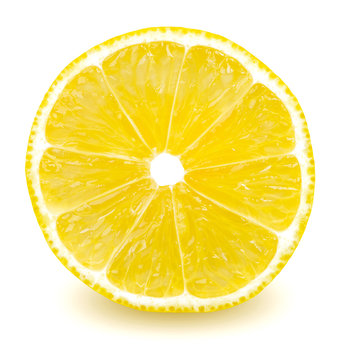 Isolated lemon. Slice of fresh lemon isolated on white background with clipping path