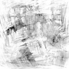 Abstract grunge brush strokes background. Black and white watercolor scribble pattern texture.
