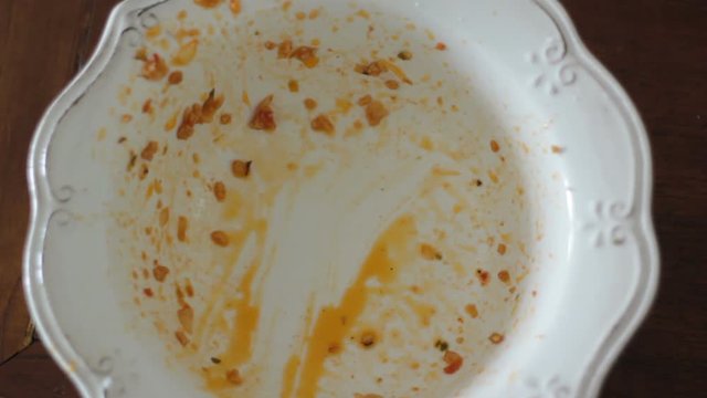 Cleaning Plate sauce with Bread. Top View