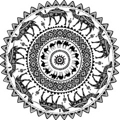 Round pattern with decorated Camels