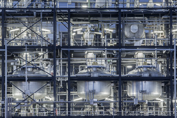 Fototapeta premium Detail of an industrial installation at night.