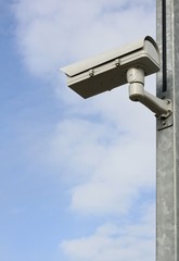 security camera on a metal pole