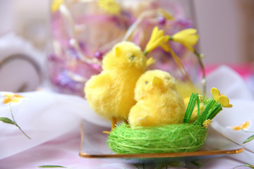Easter decoration on the table.
