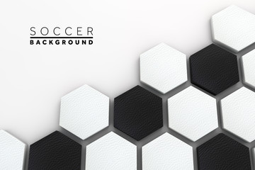 Soccer ball hexagon background. black and white football pattern. 3d Rendering © ink drop