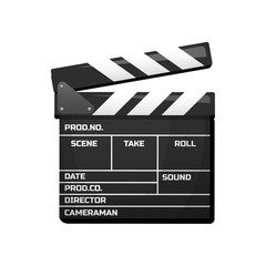 Obraz premium Clapperboard for Movie. Vintage cinema, entertainment and recreation. Retro style, Filmmaking and video cassette for Hollywood studio. Device for actors and directors.