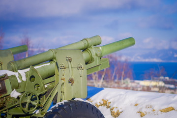 Outdoor view of antiaircraft gun in Trondheim