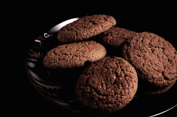 oatmeal cookies black table plate