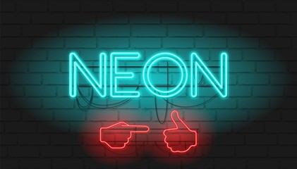 NEON signboard with Brickwall as background.Vector illustration with Neon graphic style.