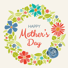 Multicolored card for Mother's Day - floral concept. Vector.