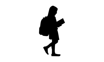 silhouette picture of the child walking time to go to school