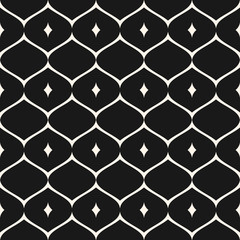 Vector seamless pattern ornament, geometric texture. Elegant monochrome mosaic