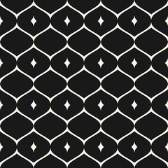 Vector seamless pattern ornament, geometric texture. Elegant monochrome mosaic