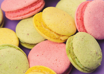Sweet and colourful french macaroons or macaron