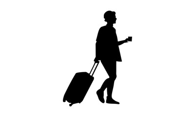 male silhouette image was walking in the airport area