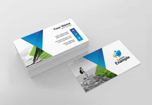 Green and Blue Travel Business Card Layout