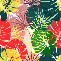 Seamless pattern of tropical leaves