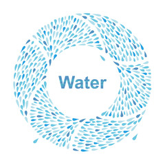 Cute wreath from drops of water. Isolated on white background. Vector illustration. 