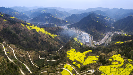 aerial photo of small village of Anhui, China