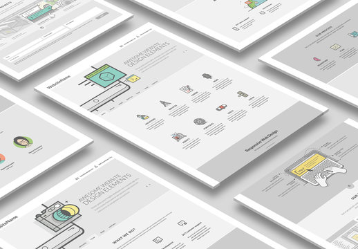 Flat Website Prototype Layout Kit