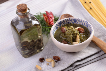 Bowl with wild fennel dressing, Sicilian ingredient