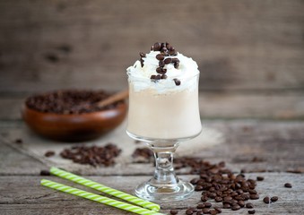 Milk Cocktail with cappuccino and whipped cream