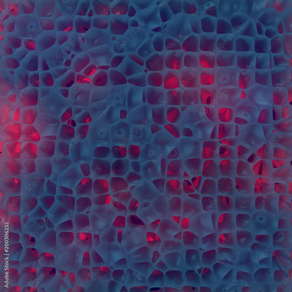 Poster Abstract geometrical science concept. Organic voronoi pattern. 3d rendering