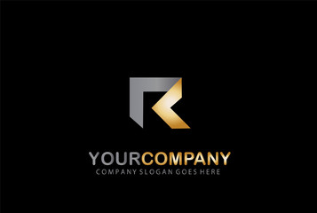 R Logo  Golden Letter Design Business Concept