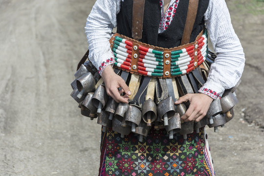 Traditional carnival costume and cow bells
